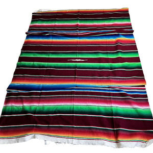 Vintage Mexican Serape Saltillo Blanket Woven Stripes Southwest Wool 88"x60"